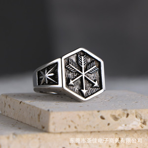 คิวปิด แอร์โรว์แหวนแฟชั่นเหล็กไทเทเนียมดีไซน์ทรงเรขาคณิตสำหรับของขวัญคู่รัก SA1042 - Product Image 2