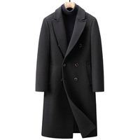 Manteau long en laine pour homme automne-hiver, double boutonnage, anti-plis, anti-rétrécissement, col mandarin, grande taille
