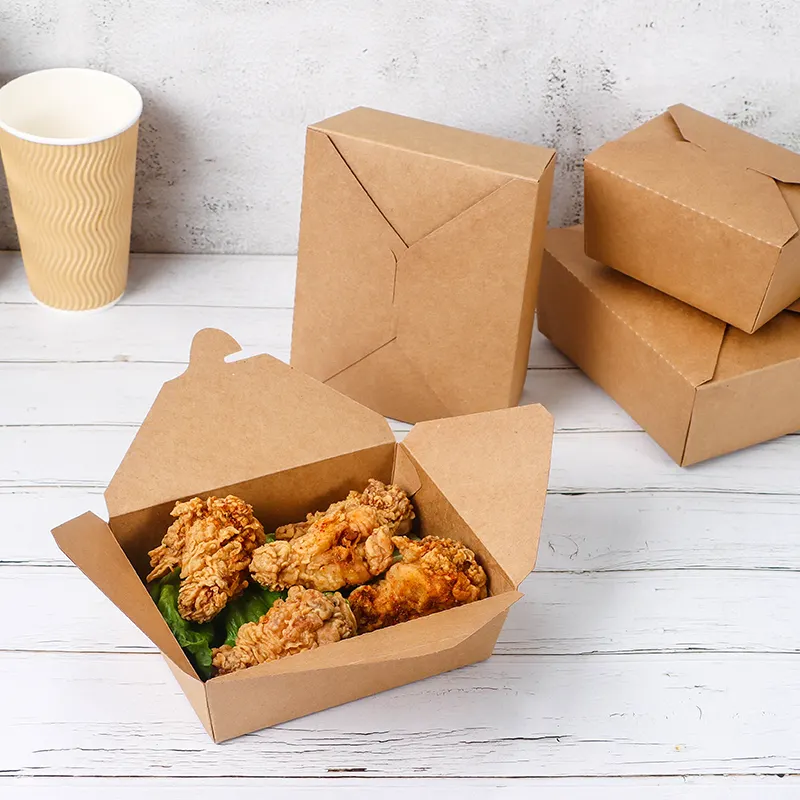 Papier Nemen Containers, Kraft Lunch Maaltijd Dozen Voedsel, wegwerp Opslag Te Gaan Verpakking Magnetron Veilig Lek Vet Slip