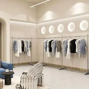 Ainice rak display pakaian desain interior, rak display pabrik garmen portabel