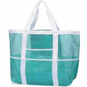 Sac de plage pliable et léger, grand sac de plage en filet avec poche intérieure - Product Image 5