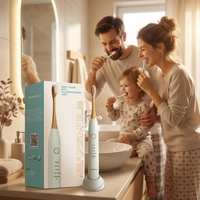 Brosse à dents électrique sonique rechargeable, étanche, manche en bambou, soins bucco-dentaires pour adultes, 5 modes, charge USB, brosse à dents blanchissante, OEM