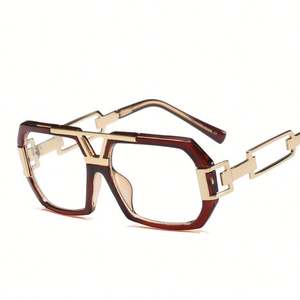 Lunettes de soleil de créateur pour hommes, métalliques, de luxe, vintage, à grande monture carrée, surdimensionnées, 2019 - Product Image 1