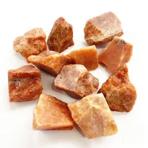 天然粗糙矿物晶体太阳石橙色太阳石生石健康装饰