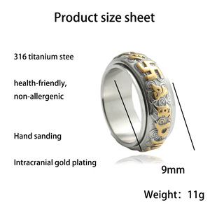 Titanium Steel Rotating <b>Ring</b> With Letter Pattern Unisex Fashion Jewelry Silver Color 23019 - Product Image 4