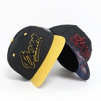 Casquette Snapback Sportive Bicolore Personnalisée avec Logo Brodé 3D et Impression Numérique, Classique Noire pour Hommes, Style Hip Hop, 6 Panneaux