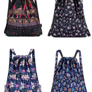 Fashion Floral Printed Design Backpack Draw <b>String</b> Sports Custom Logo Nylon Polyester <b>Bag</b> Waterproof Drawstring <b>Bag</b> Gym Backpack - Product Image 2