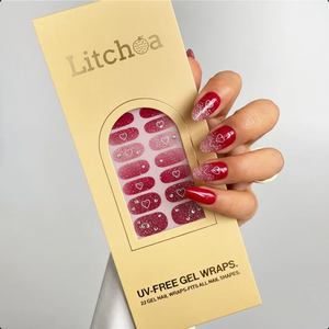 Autocollants <span class=keywords><strong>pour</strong></span> ongles en gel sans UV élégants, couleur bordeaux, avec des paillettes, décoration complète, <span class=keywords><strong>pour</strong></span> femmes, <span class=keywords><strong>pour</strong></span> les fêtes - Product Image 1