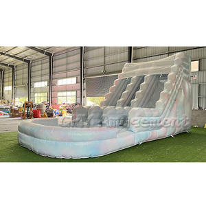 Tobogán Inflable Azul Tie Dye Grande de Doble Carril, Tobogán Acuático Inflable de Grado Comercial - Product Image 1