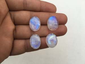 4 Uds. Cabujón de piedra lunar de arcoíris Natural, piedra preciosa genuina de Fuego Azul suave para la fabricación de joyas, cuentas de piedra de forma ovalada llamativa - Product Image 4