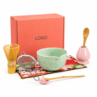 Kit de préparation du matcha à la japonaise, 8 pièces, bol en céramique Sakura, fouet, cuillère, tamis, coffret cadeau