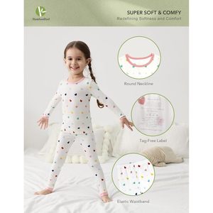 Conjunto de Pijama para Niños BambooBud, 2 Piezas, Manga Larga, Estampado de Corazones, Ropa de Dormir Unisex, Talla 6 Años - Product Image 2