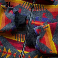 LARSUR Veste cardigan Navajo à imprimé tribal occidental personnalisée avec doublure matelassée Veste de chasse en laine polaire d'hiver Manteau pour hommes