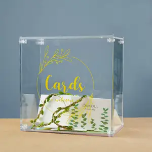 2023 Most Popular Customized Colorful Acrylic Mirror Box With Lock Acrylic Wedding Invitation Card Box For Wedding