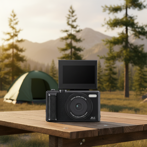 Vlogビデオカメラ デジタルズーム 手ぶれ補正 コンパクトVlogカメラ 旅行用 180度回転スクリーン付き - Product Image 1