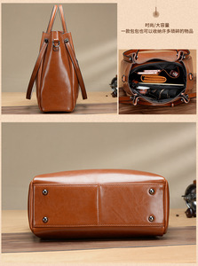Sacs fourre-tout pour femmes, nouveaux sacs à main de créateur en cuir véritable ciré, sacs à bandoulière de luxe pour femmes - Product Image 4
