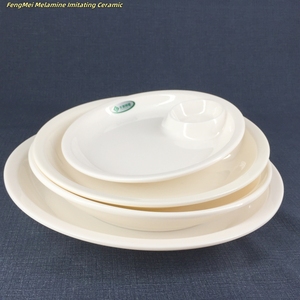 Assiette en mélamine plastique à deux compartiments de haute qualité européenne, blanche, écologique, passe au lave-vaisselle, pour le <span class=keywords><strong>vinaigre</strong></span>, la vaisselle, le petit-déjeuner à la maison - Product Image 5