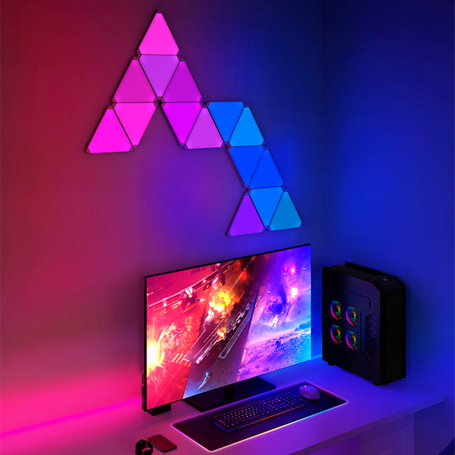 Smart LED Light Panel Voice Control Triangle Wall Light USB White Modern 80 ABS RGBW Room Decoration LED Sensor Night Light RGB