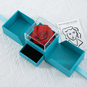 Scatola <span class=keywords><strong>Regalo</strong></span> con Collana Quadrata a Fiore Eterno con Doppio Cassetto per <span class=keywords><strong>Regalo</strong></span> di <span class=keywords><strong>Natale</strong></span> e San Valentino per la <span class=keywords><strong>Fidanzata</strong></span> - Product Image 1