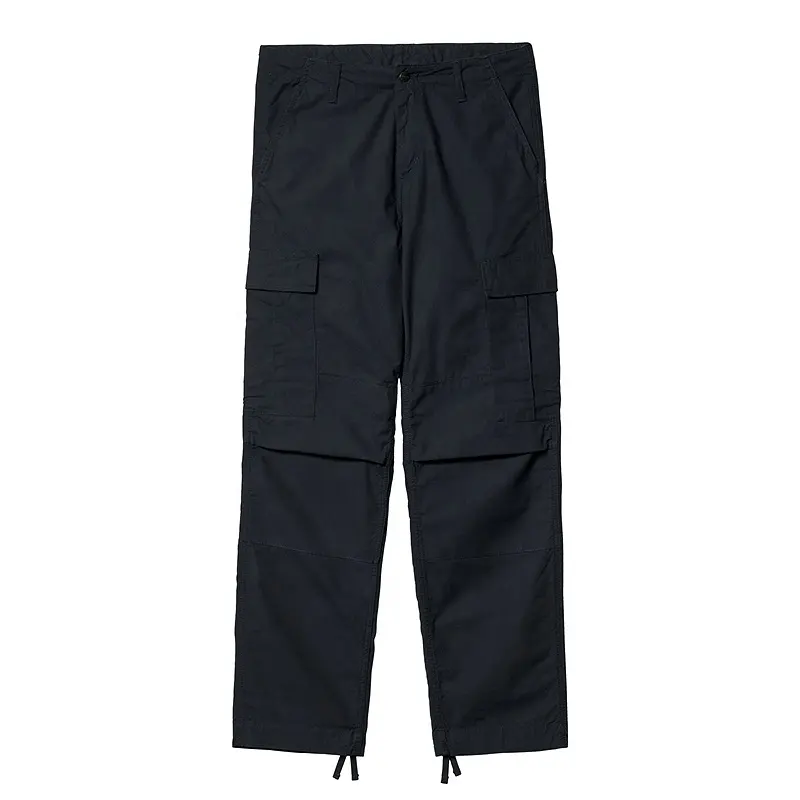 Custom 6-pockets navy cargo pants for men regular fit baggy ripstop jeans cotton twill canvas pant