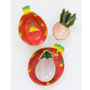Ciotola colorata a forma di frutta del <span class=keywords><strong>drago</strong></span> di carota di cipolla in ceramica dipinta a mano - Product Image 3