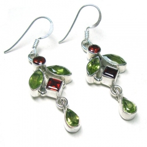Green Peridot Sterling Silver Dangle Drop <b>Earrings</b> Bezel Setting Jhumki Wedding Engagement Party Wear Jewelry - Product Image 1