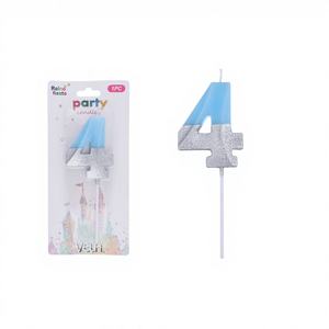 เทียนวันเกิดขนาดใหญ่ 7 นิ้ว สีฟ้า หมายเลข 4 ทำด้วยมือจากขี้ผึ้ง สำหรับตกแต่งงานวันเกิด งานปีใหม่ ไม่มีควัน รุ่นดิจิตอล Peiyong - Product Image 1