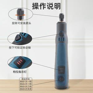 ชุดเครื่องเจียรไฟฟ้า DIY 3.6V แบบชาร์จ USB ขนาดเล็ก สำหรับแกะสลักหยก พร้อมหัวเจียรทรงกรวยสองหัว - Product Image 3