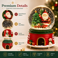 Globe à neige de Noël avec lumière LED, musique, neige automatique, Père Noël rotatif, décoration de Noël, cadeau en gros, globe à neige musical