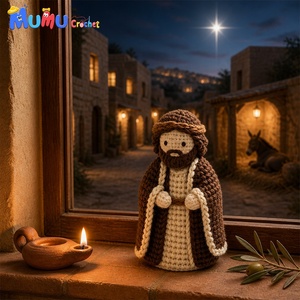Poupée religieuse chrétienne en crochet faite à la main, <span class=keywords><strong>Jésus</strong></span> Amigurumi, design de pasteur, décoration d'intérieur, cadeau pour la fête des pères - Product Image 6
