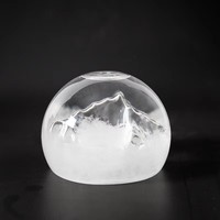Baromètre en verre de tempête élégant en forme de montagne, prévision météo créative ovale de bureau avec effet de chute de bouteille, bougeoirs et pots