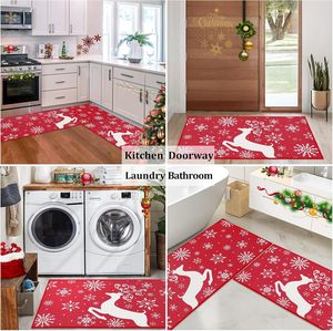 Ensembles de <span class=keywords><strong>tapis</strong></span> de <span class=keywords><strong>cuisine</strong></span> de Noël personnalisés Paillasson antidérapant en forme de cerf et de flocon de neige <span class=keywords><strong>Tapis</strong></span> décoratif pour la maison tissé à la machine - Product Image 5