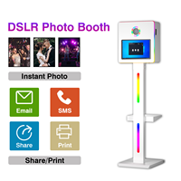 Machine de photomaton de luxe ultra-compacte avec anneau lumineux LED RGB, kiosque professionnel pour selfies avec flight case robuste pour événements de mariage