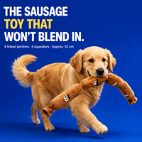 Jouet pour chien en peluche en forme de longue saucisse avec plusieurs couineurs