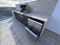 Cuisine extérieure modulaire préfabriquée en acier inoxydable 304, bar portable avec évier et robinet, design moderne