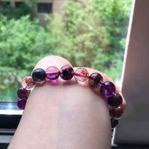 Pulsera de cristal de Cuarzo rutilado púrpura natural súper 7 semipreciosa al por mayor para regalos de joyería - Product Image 2