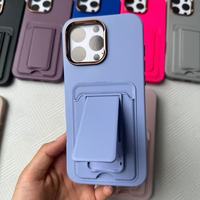 17 Étuis de Téléphone Multifonctionnels de Luxe avec Cadre Doré pour Objectif et Porte-Cartes, en Silicone Liquide Coloré Effet Peau, pour