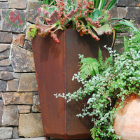 Pot de fleurs en acier corten pots de fleurs jardinières en acier pot de plantes en acier plateau