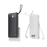 Chargeur portable personnalisable 22,5 W à charge rapide avec 3 câbles intégrés, prise murale AC, batterie externe 10000 mAh