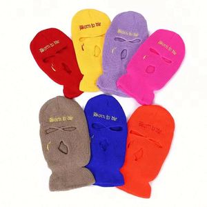 Nouveau bonnet personnalisé avec logo, produits d'hiver, casquette à trois trous pour le ski, pour adultes hommes et femmes, cagoule tricotée à 3 trous, vente en gros - Product Image 3