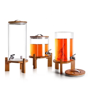 Dispenser per Bevande e Birra in Vetro Borosilicato Trasparente Stile Americano <span class=keywords><strong>3L</strong></span>+ Soffiato a Mano, Barile per Vino - Product Image 6