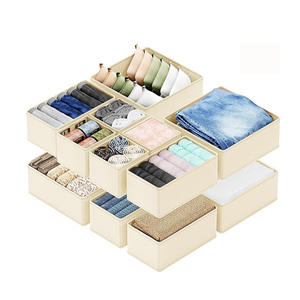 Organisateur de vêtements, boîte de rangement en tissu, rectangle pliable et empilable avec compartiments pour sous-vêtements, chaussettes, slips, usage domestique - Product Image 4