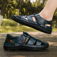 Nouveaux modèles sandales simples de haute qualité pour hommes en cuir véritable bout en caoutchouc été en plein air été ville chaussures de jogging grand 47 48