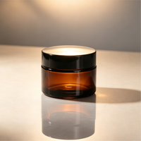 Toples Krim Kaca Amber Wadah Kosmetik Kosong Pot Sampel Krim Mata Penyimpanan Salep Isi Ulang Riasan Perjalanan