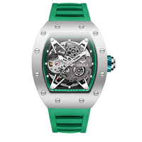 Montre mécanique pour homme ONOLA 3838, boîtier carré, bracelet en caoutchouc, cadran en verre, aiguilles, style sportif, luxe, étanche