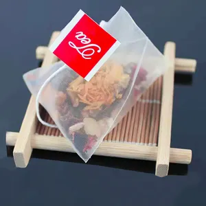 Food Grade Empty Nylon Tea Pyramid Bag Heat Sealing Mesh Tea Filter Bag with Tag
