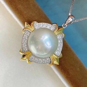 Pendentif en argent S925 avec perle naturelle de 12-13 mm, style palais, coffret cadeau d'anniversaire avec boîte cadeau incluse, vente en gros Zhuji - Product Image 2