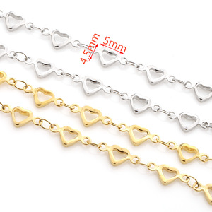โซ่หัวใจฉลุลายสแตนเลสชุบทอง สำหรับทำสร้อยคอ DIY อุปกรณ์ทำเครื่องประดับ H1574 - Product Image 2
