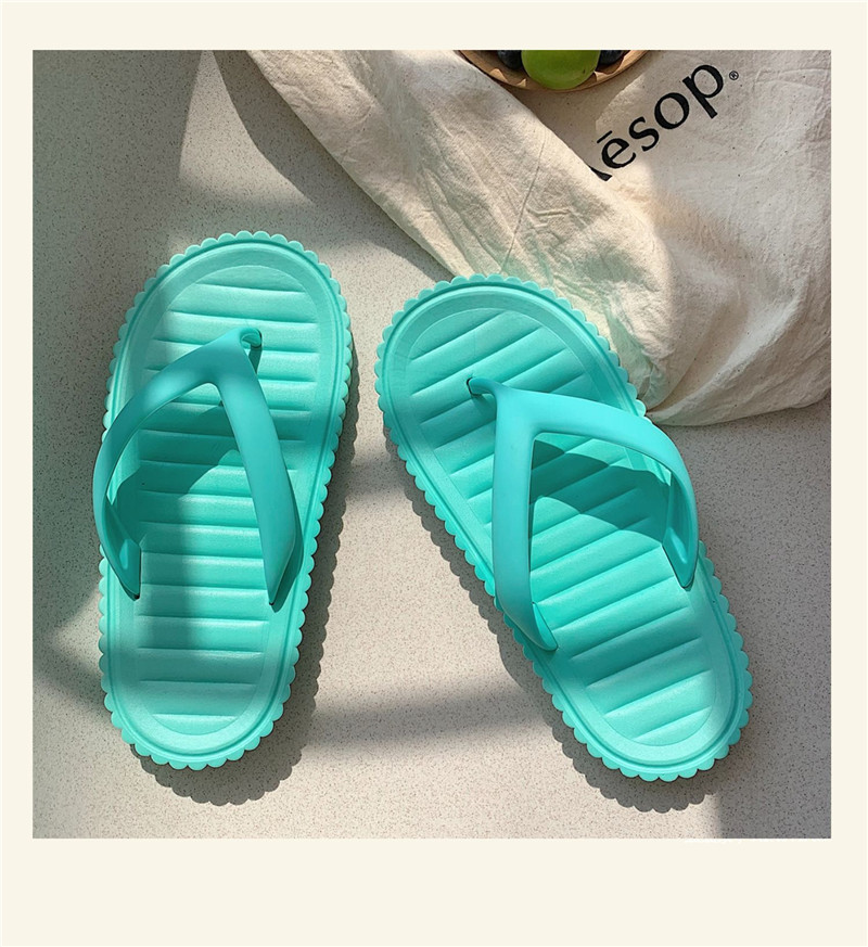 Summer Holiday Students Outdoor Beach Flip-flops Slippers Solid Color Flat Flip Flops