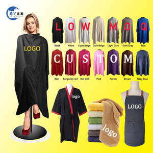 Cape de salon de qualité supérieure avec logo personnalisé, vente en gros, cape de coiffure pour barbier, coupe de cheveux, rouge, brun, noir, tissu de cape, robe pour clients - Product Image 2